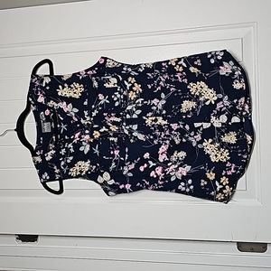 Vintage NY&Co M Soho blouse navy blue/floral button down tank blouse